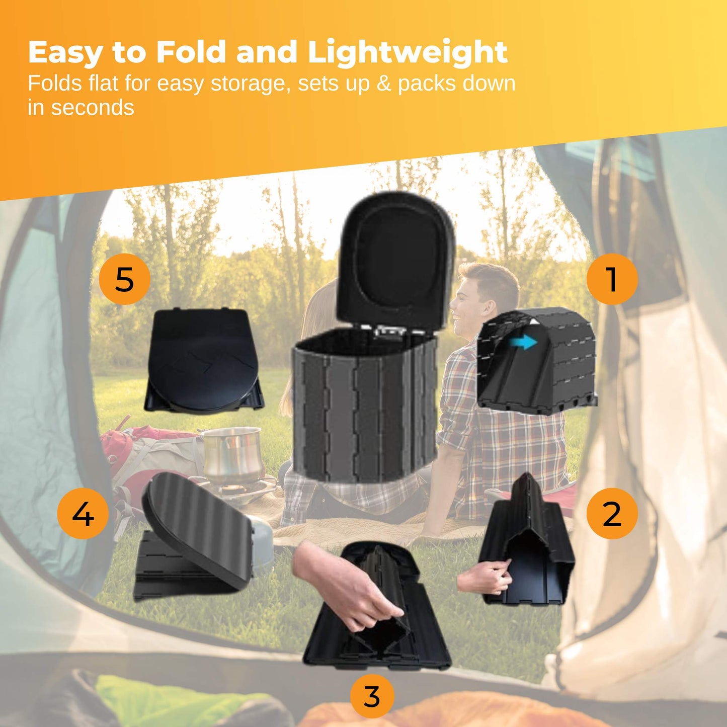 Social Hike Portable Folding Camping Toilet - Outdoor Lightweight Compact Potty - Image 4