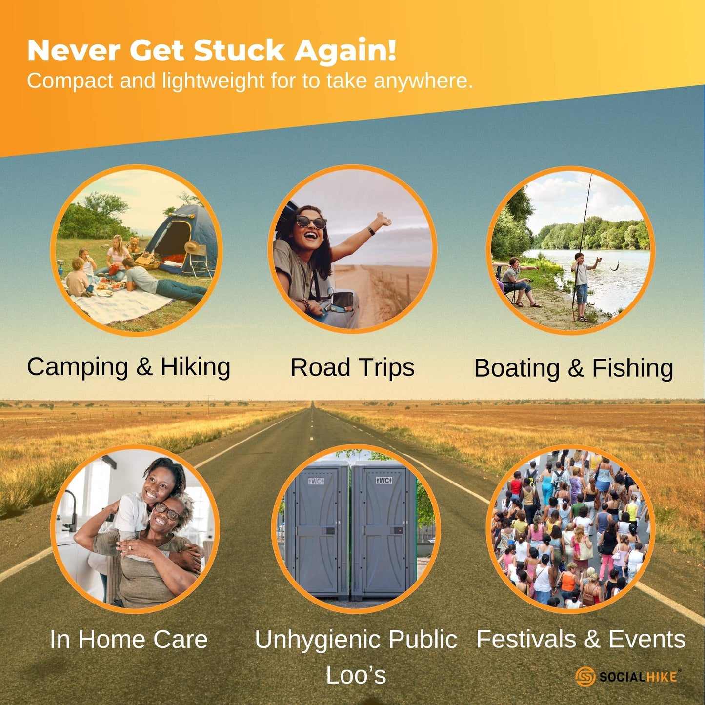Social Hike Portable Folding Camping Toilet - Outdoor Lightweight Compact Potty - Image 6
