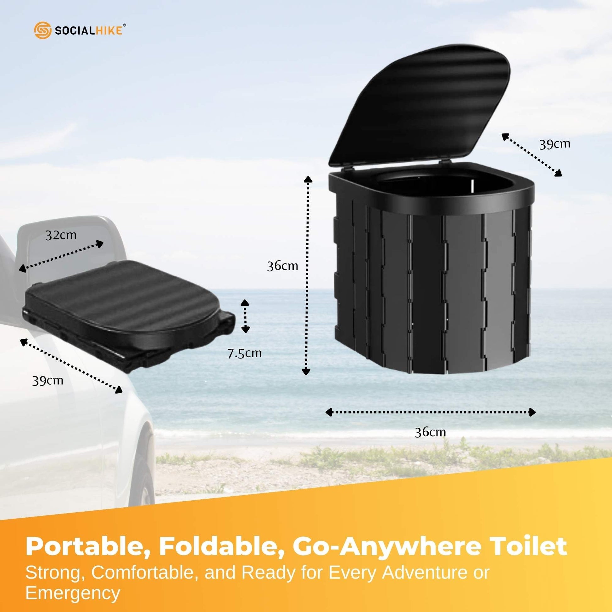 Social Hike Portable Folding Camping Toilet - Outdoor Lightweight Compact Potty - Image 7