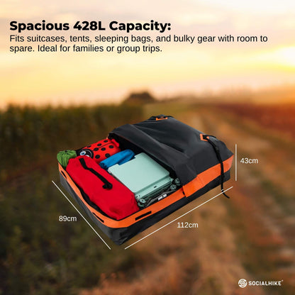 Social Hike 428L Car Rooftop Storage Carrier - Soft-Shell Waterproof Roof Bag - Image 3