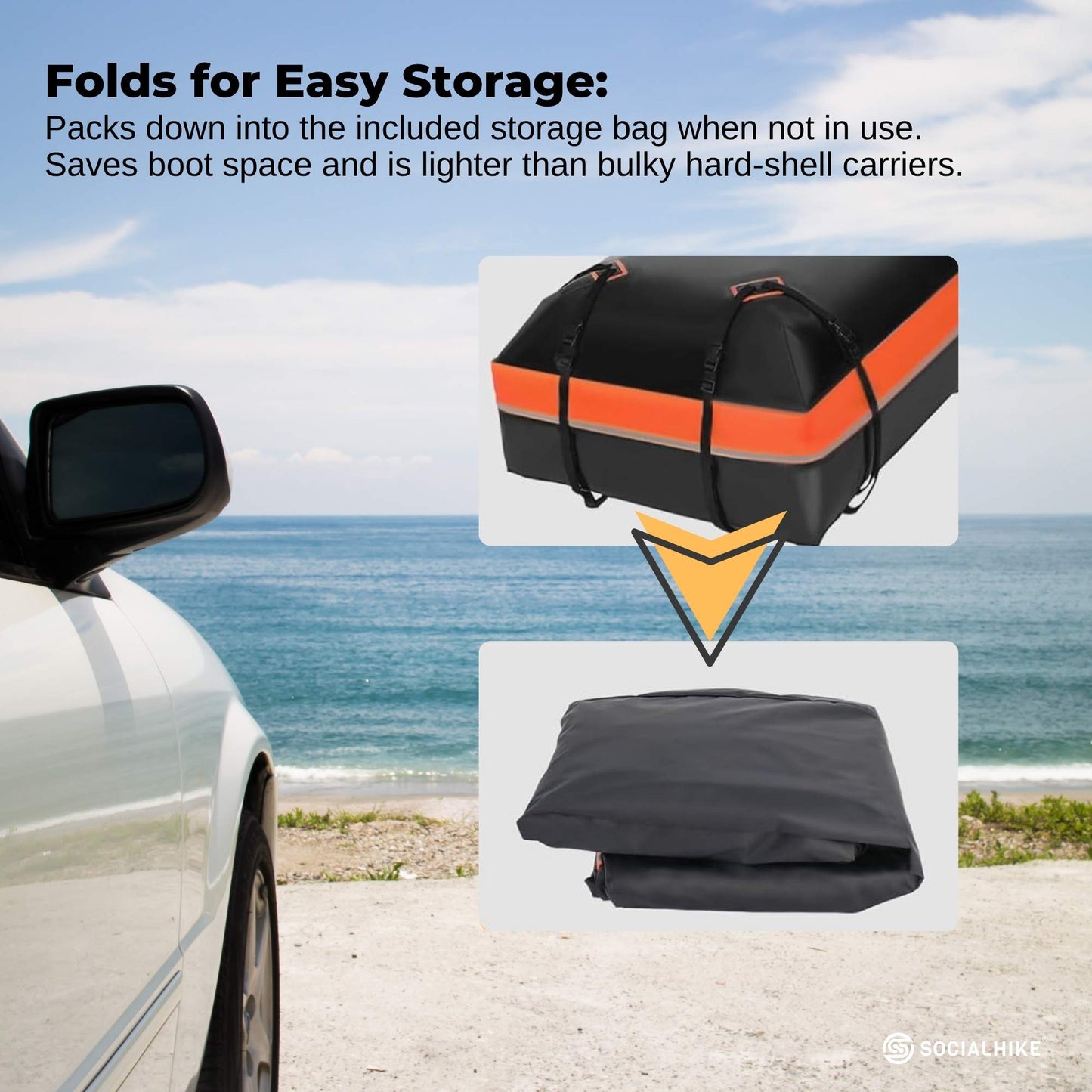 Social Hike 428L Car Rooftop Storage Carrier - Soft-Shell Waterproof Roof Bag - Image 8