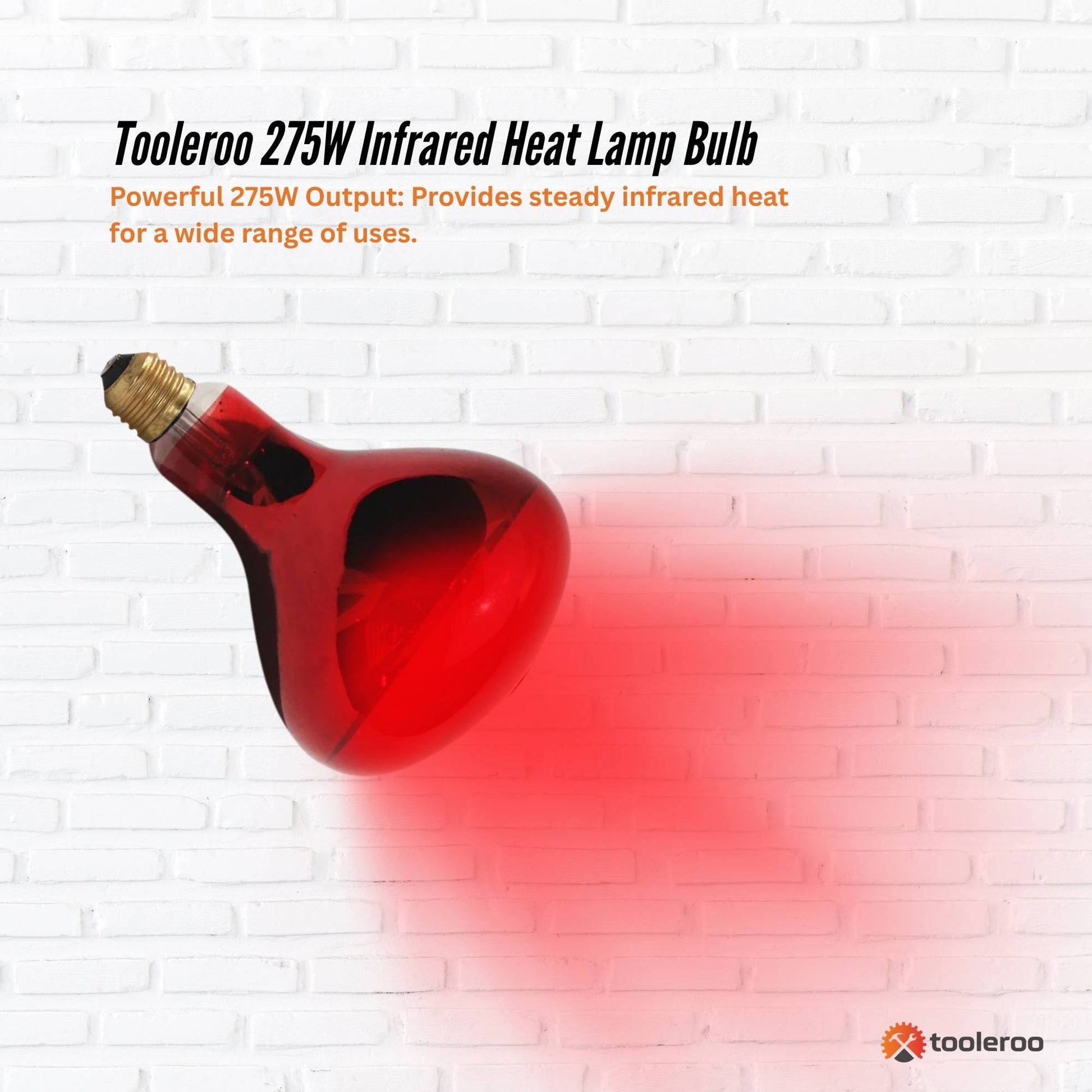 Tooleroo 275W Infrared Heat Lamp Bulb - Red Edison Screw Therapy Light YC-868B - Image 2