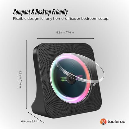 Tooleroo USB Rechargeable Desktop CD Player Speaker – Bluetooth Portable Black - Image 4