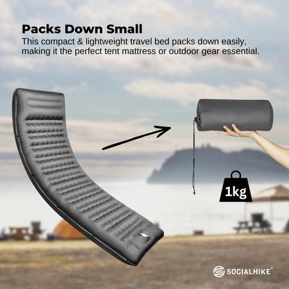 Social Hike Step-Inflating Camping Mattress Lightweight Waterproof Sleeping Grey - Image 4