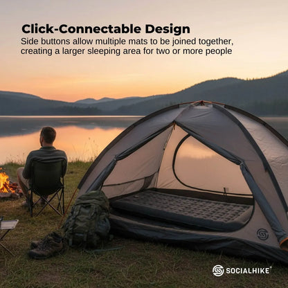 Social Hike Step-Inflating Camping Mattress Lightweight Waterproof Sleeping Grey - Image 6