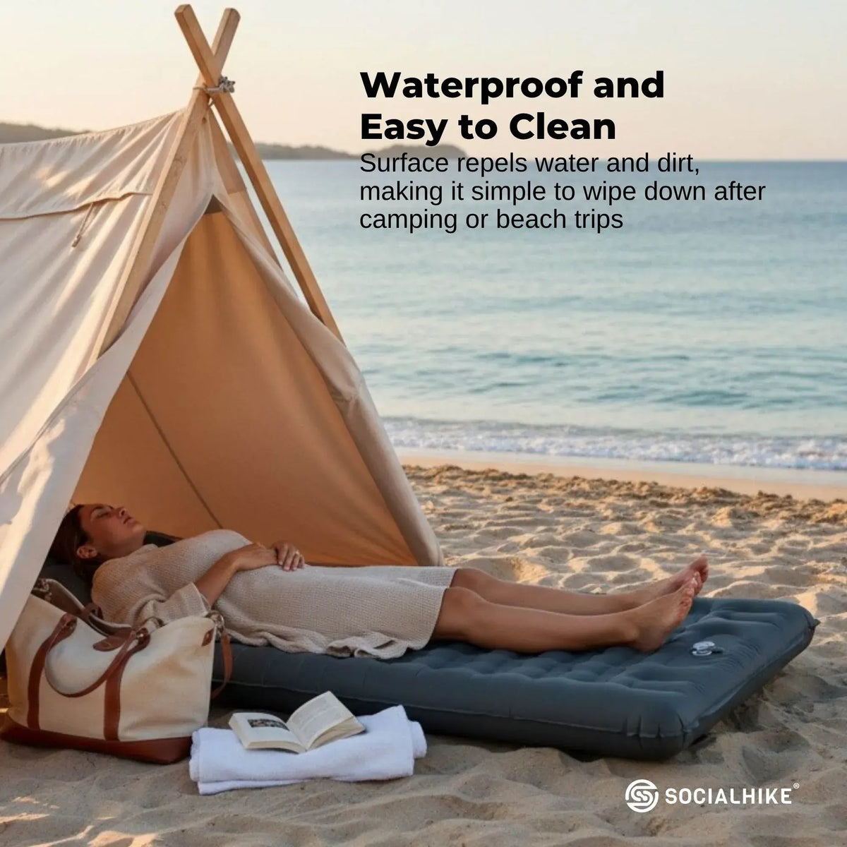 Social Hike Step-Inflating Camping Mattress Lightweight Waterproof Sleeping Grey - Image 8