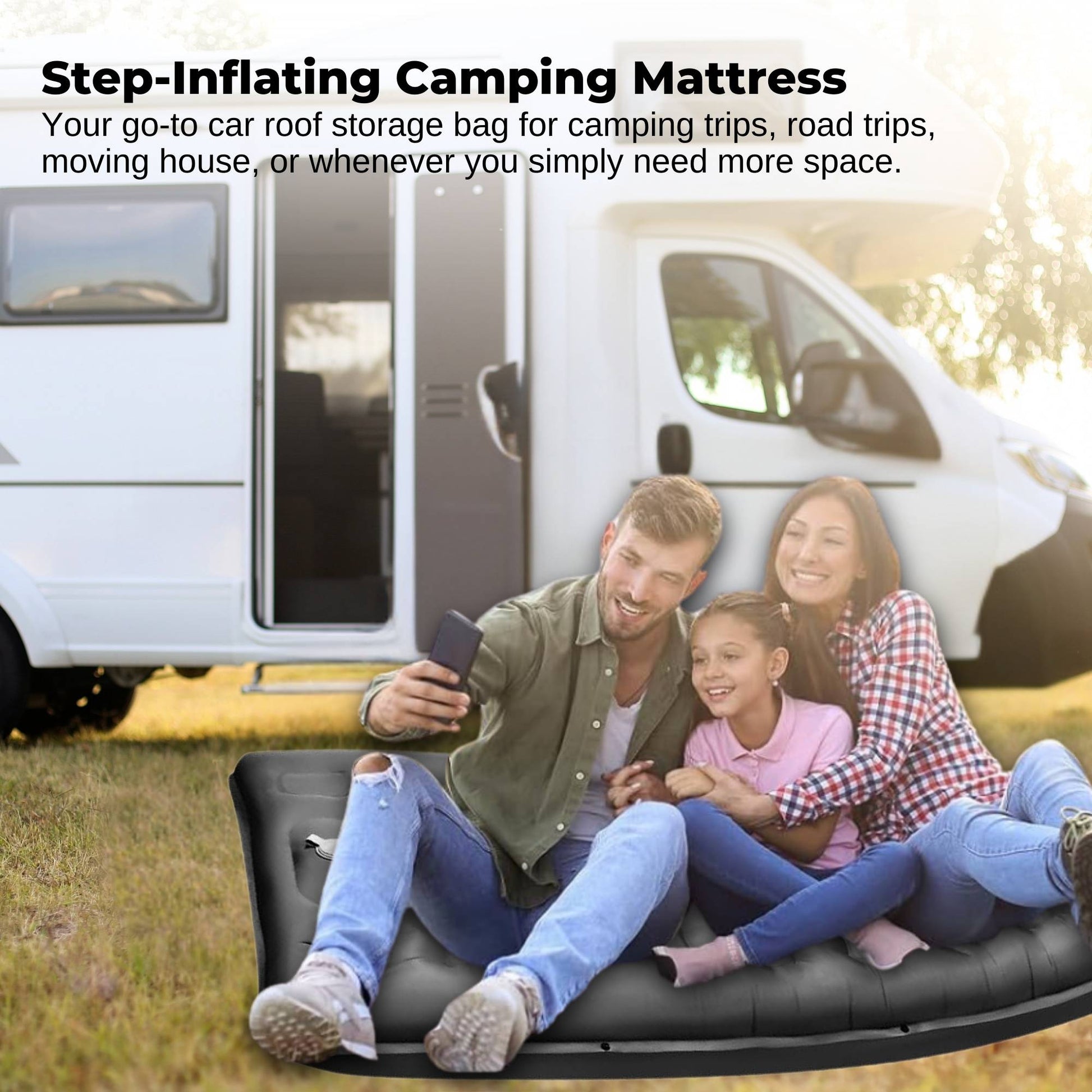 Social Hike Step-Inflating Camping Mattress Lightweight Waterproof Sleeping Grey - Image 2