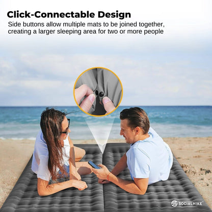 Social Hike Step-Inflating Camping Mattress Lightweight Waterproof Sleeping Grey - Image 6
