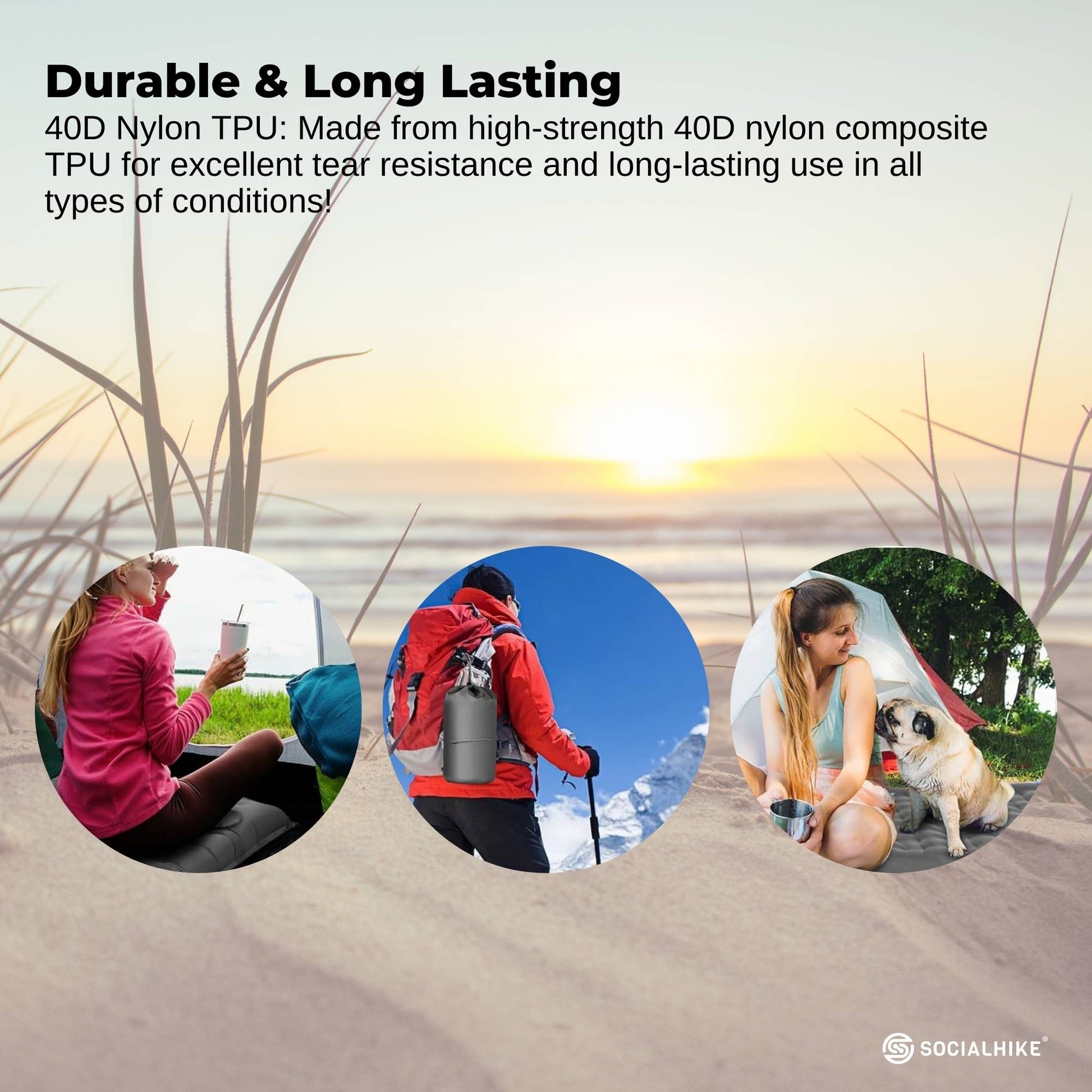Social Hike Step-Inflating Camping Mattress Lightweight Waterproof Sleeping Grey - Image 7