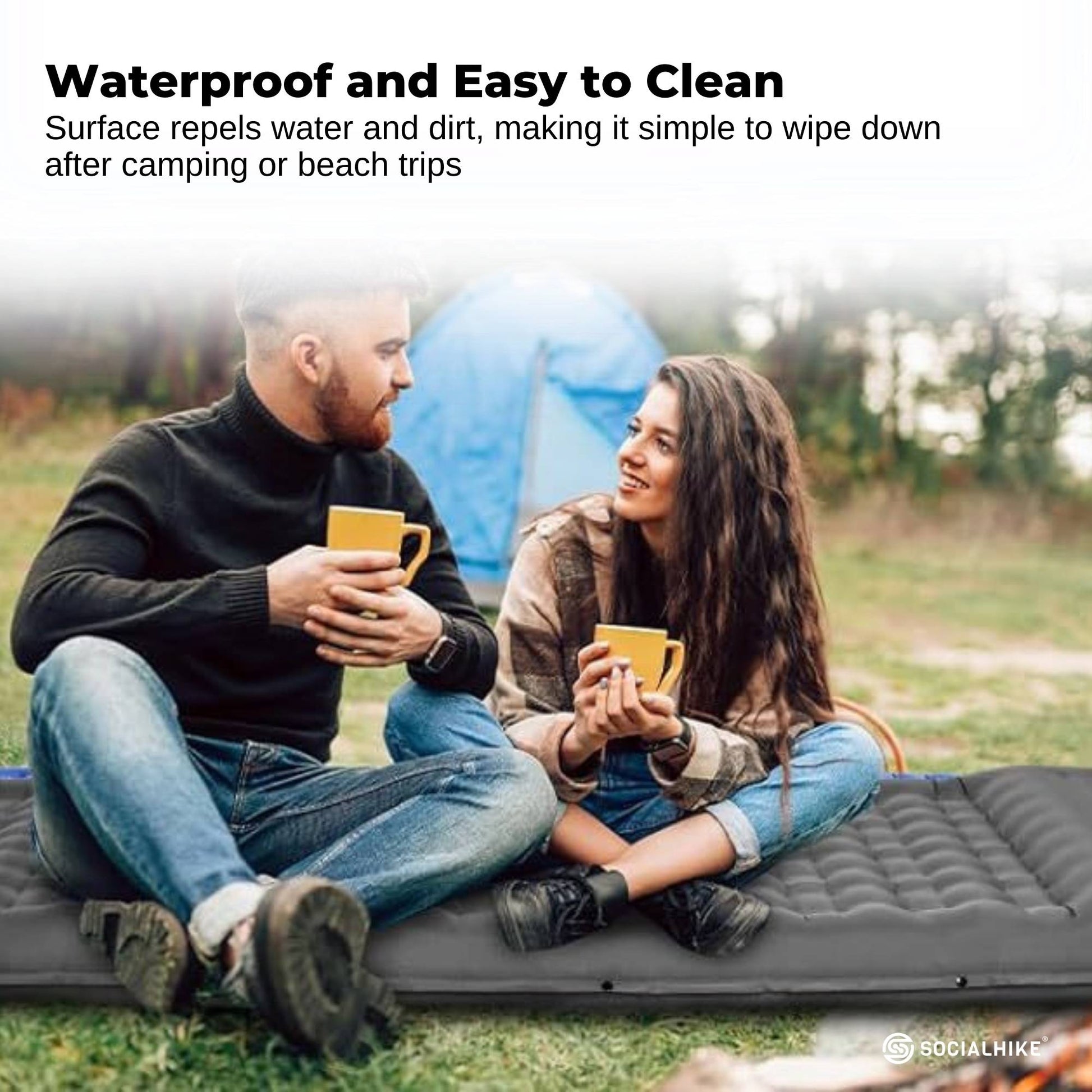 Social Hike Step-Inflating Camping Mattress Lightweight Waterproof Sleeping Grey - Image 8