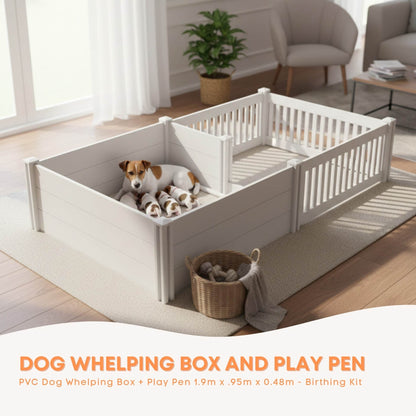 Rooster Farms PVC Dog Whelping Box + Play Pen 1.9m x .95m x 0.48m - Birthing Kit - Image 2