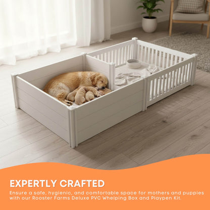 Rooster Farms PVC Dog Whelping Box + Play Pen 1.9m x .95m x 0.48m - Birthing Kit - Image 3
