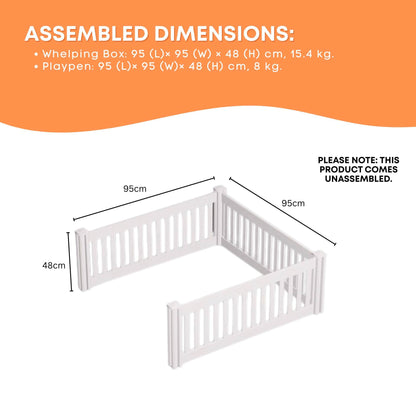 Rooster Farms PVC Dog Play Pen Extension for Whelping Box - 95cm x 95cm x 48cm - Image 5