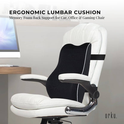 Orku Ergonomic Lumbar Cushion - Memory Foam Back Support Car Office Gaming Chair - Image 2