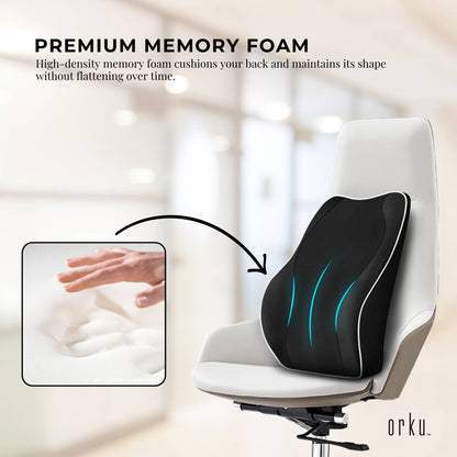 Orku Ergonomic Lumbar Cushion - Memory Foam Back Support Car Office Gaming Chair - Image 4