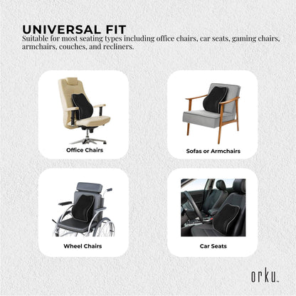 Orku Ergonomic Lumbar Cushion - Memory Foam Back Support Car Office Gaming Chair - Image 5