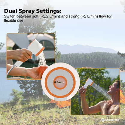 Social Hike Portable Camping Shower Head - Outdoor Rechargeable Pump LED Light - Image 3