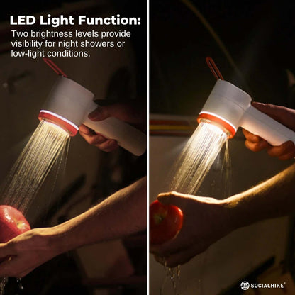 Social Hike Portable Camping Shower Head - Outdoor Rechargeable Pump LED Light - Image 5