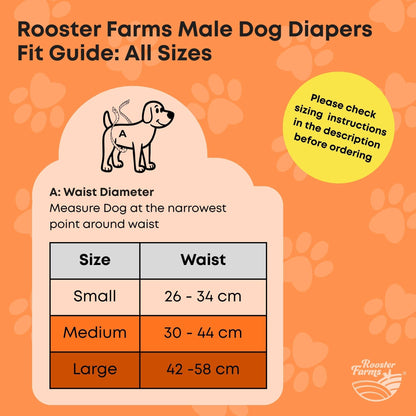 Rooster Farms Male Dog Diapers Large 3Pk - Washable Reusable Nappies Hook/Loop - Image 2