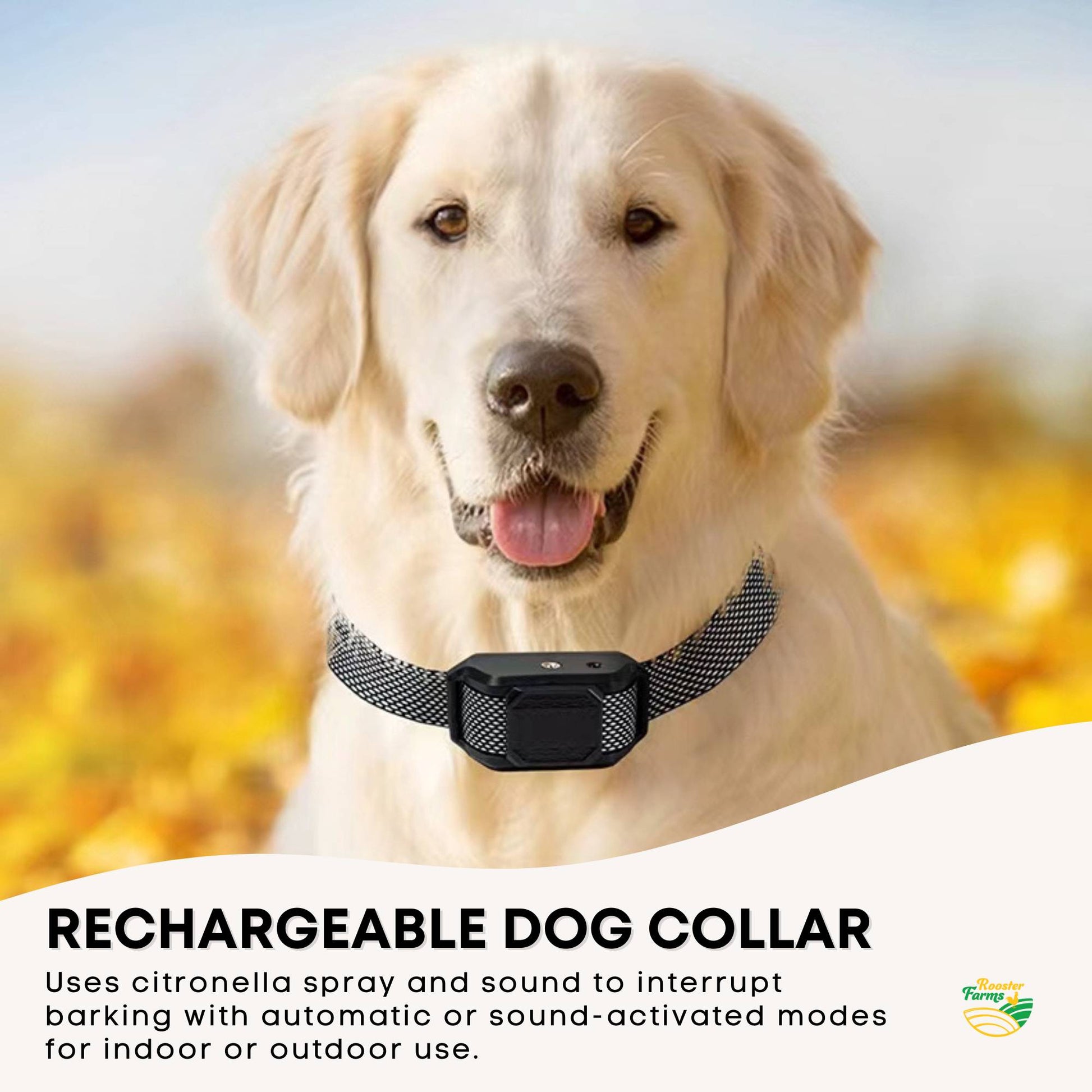 Rooster Farms Dog Bark Training Collar Citronella + Sound Rechargeable Automatic - Image 2