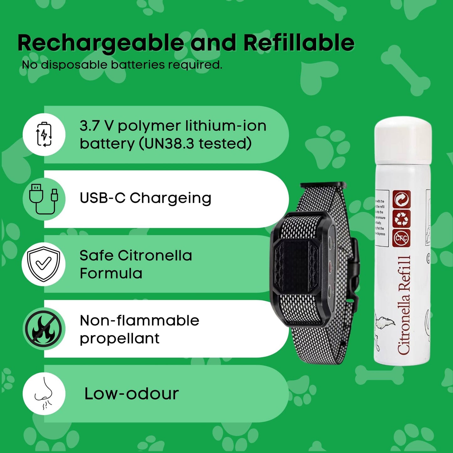 Rooster Farms Dog Bark Training Collar Citronella + Sound Rechargeable Automatic - Image 3