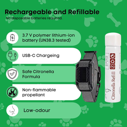 Rooster Farms Dog Bark Training Collar Citronella + Sound Rechargeable Automatic - Image 3