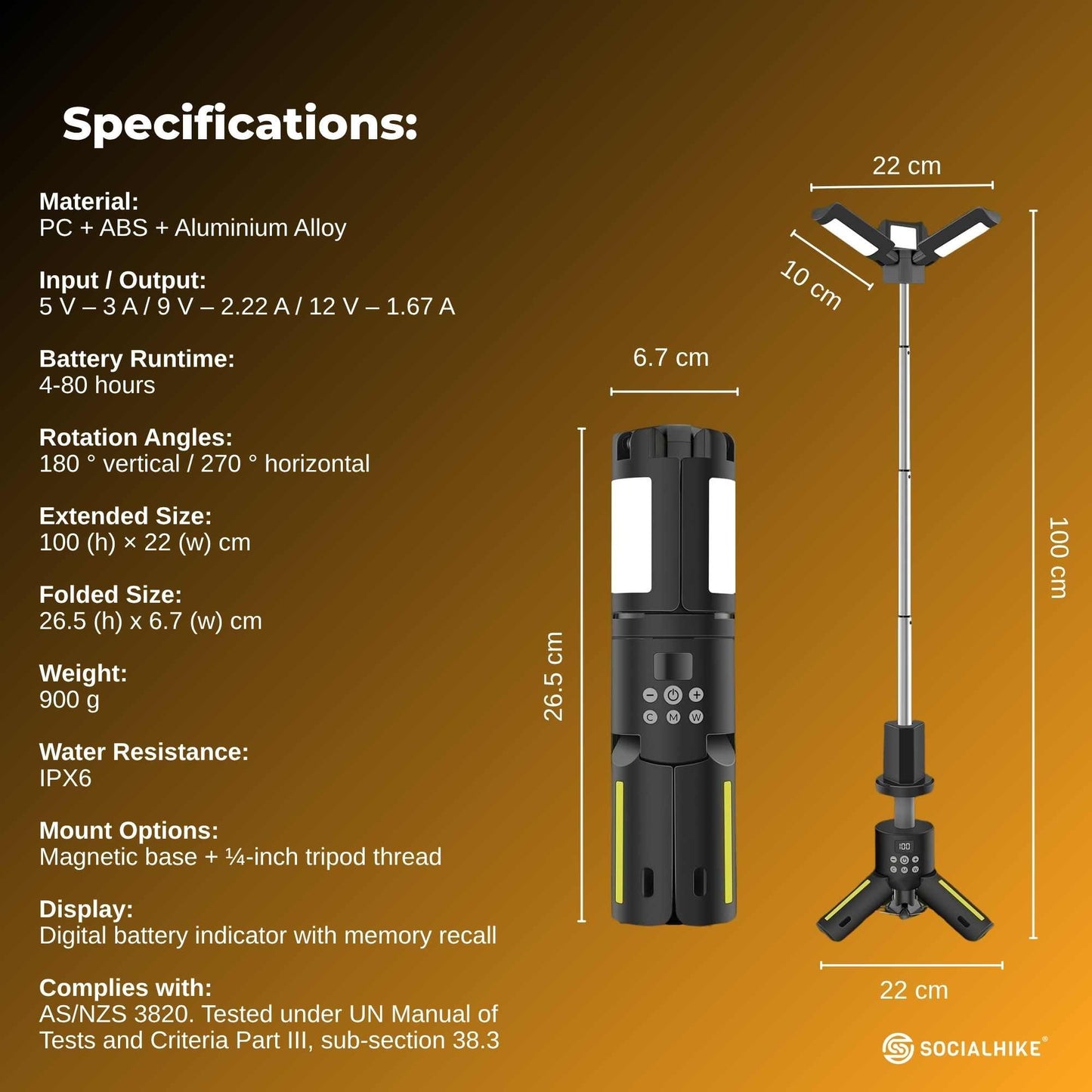 Social Hike Rechargeable Telescopic Camping Light - Outdoor LED 20W Lantern - Image 2