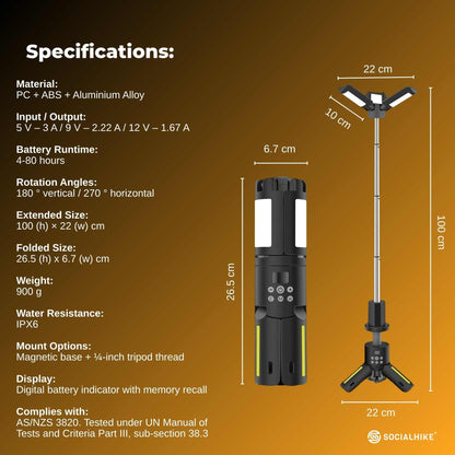 Social Hike Rechargeable Telescopic Camping Light - Outdoor LED 20W Lantern - Image 2