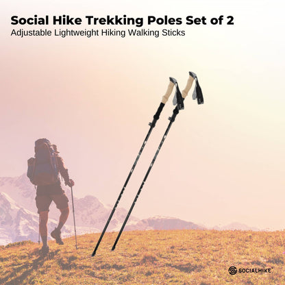 Social Hike Trekking Poles Set of 2 Adjustable Lightweight Hiking Walking Sticks - Image 2