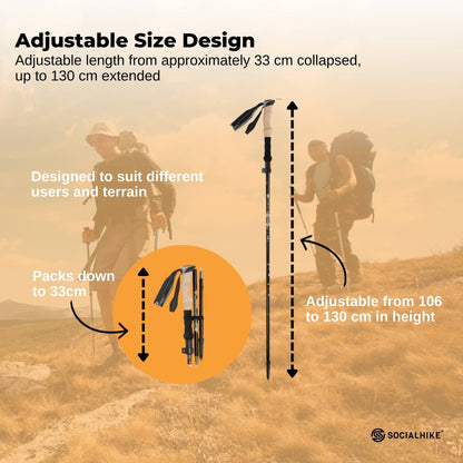 Social Hike Trekking Poles Set of 2 Adjustable Lightweight Hiking Walking Sticks - Image 3