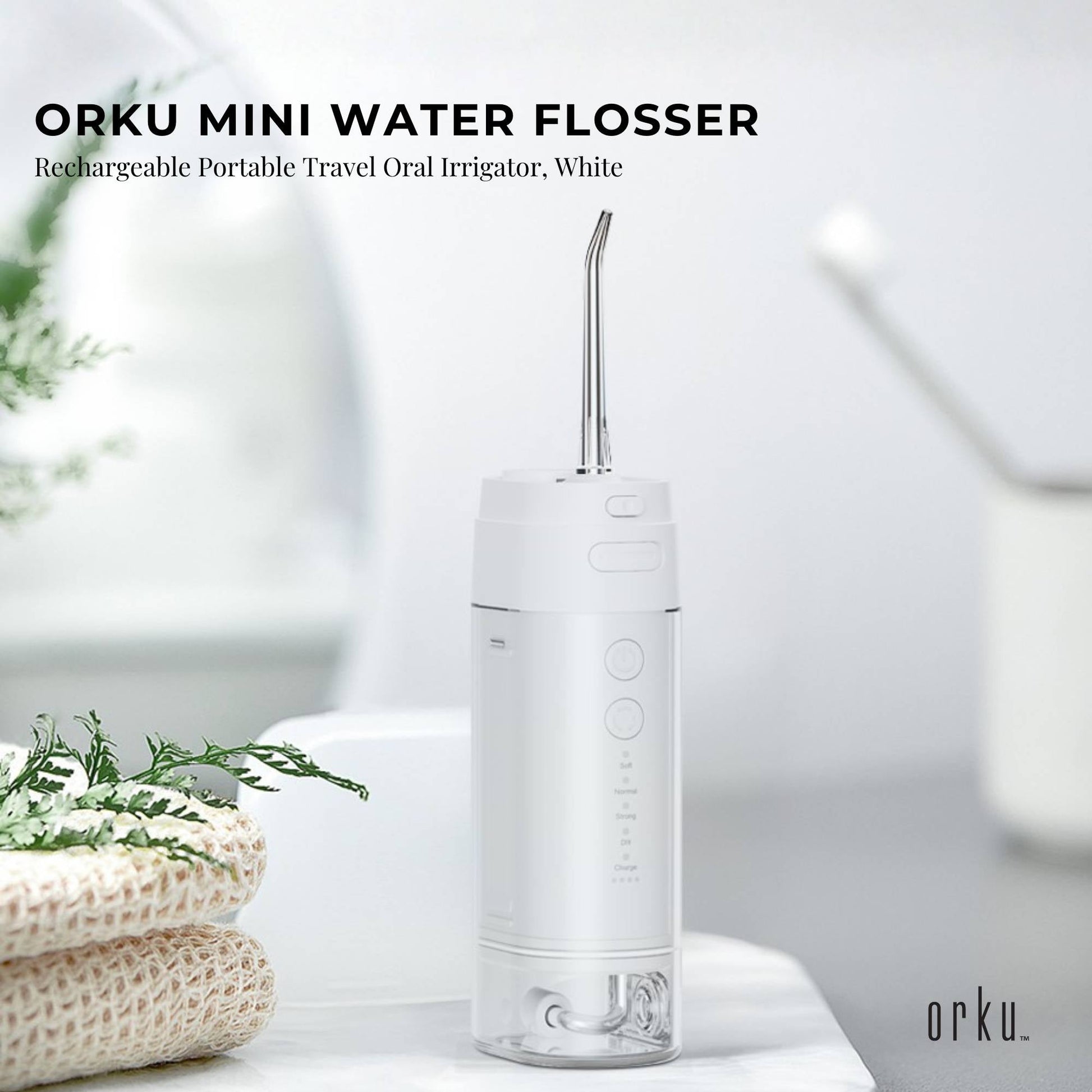 Orku Mini Water Flosser Rechargeable Portable Extendable Travel Oral Irrigator White - Image 2