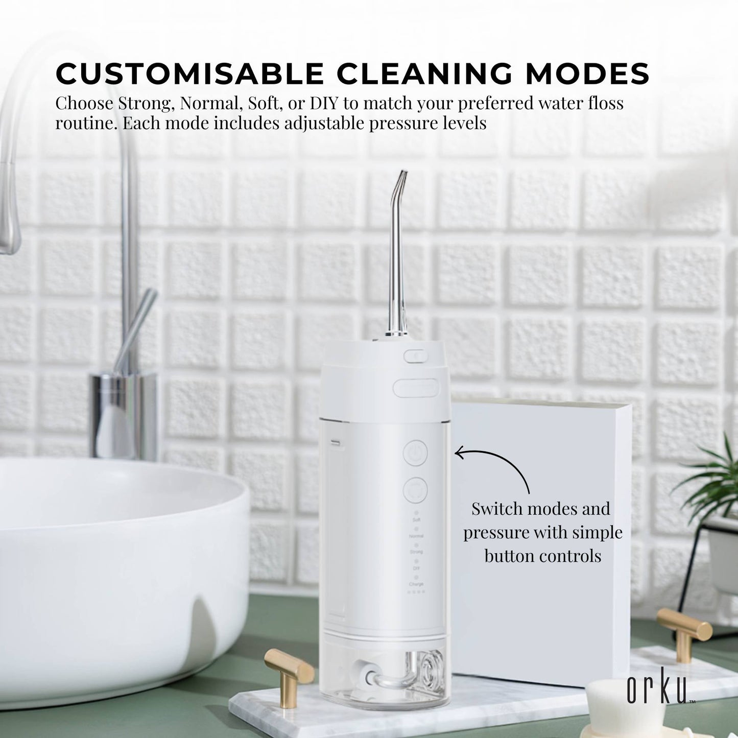 Orku Mini Water Flosser Rechargeable Portable Extendable Travel Oral Irrigator White - Image 4