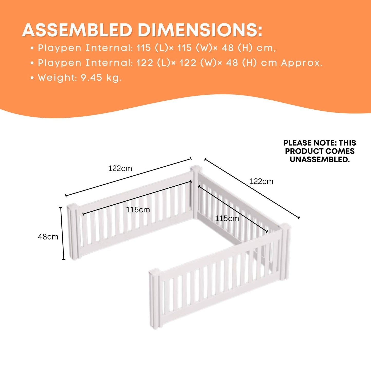 Rooster Farms PVC Dog Play Pen Extension for Whelping Box - 1.15m x 1.15m x 0.48m - Image 5