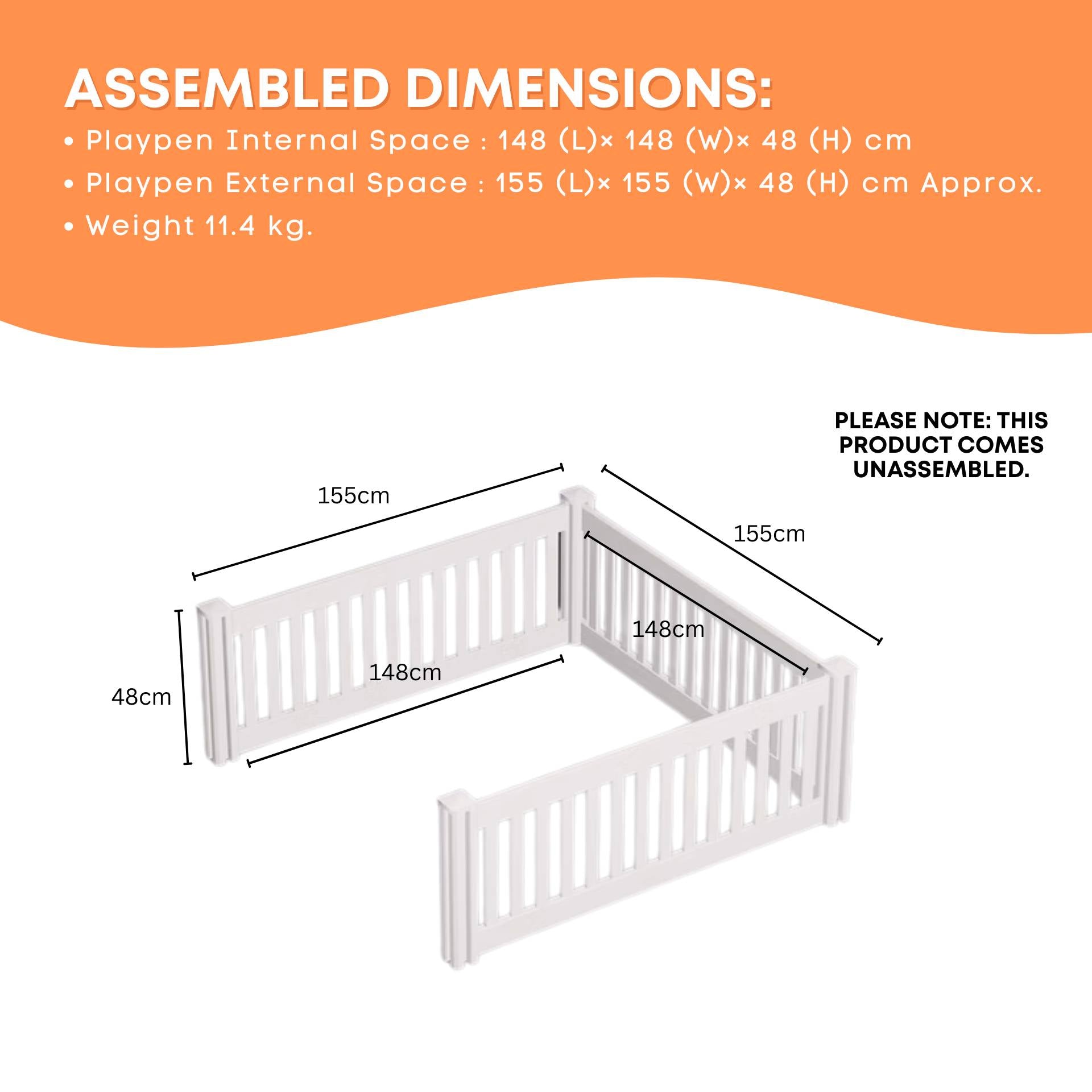 Rooster Farms PVC Dog Play Pen Extension for Whelping Box - 1.48m x 1.48m x 0.48m - Image 5