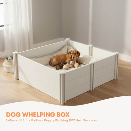 Rooster Farms Dog Whelping Box 1.48m x 1.48m x 0.48m - Puppy Birthing PVC Pen - Image 2