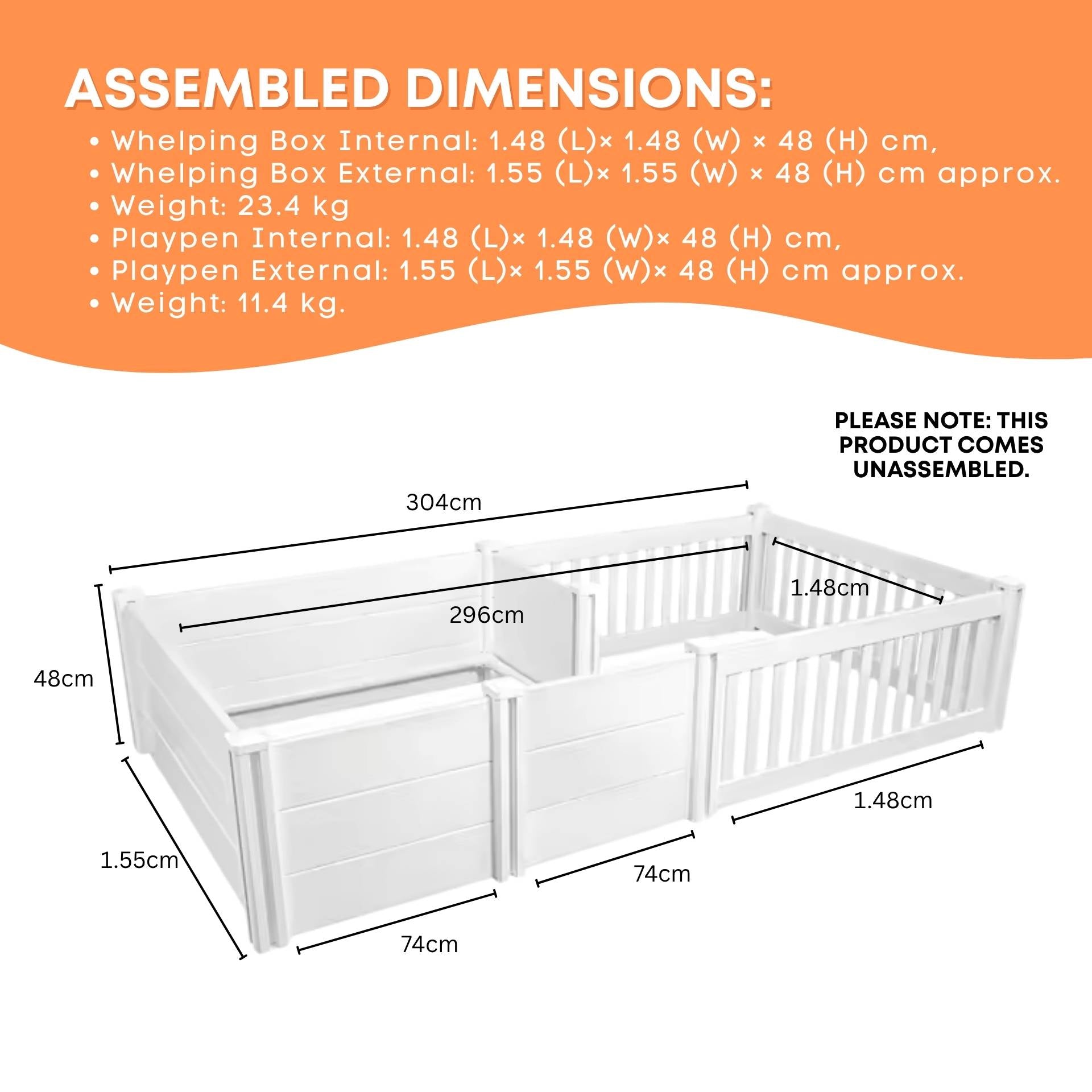 Rooster Farms PVC Dog Whelping Box + Play Pen 2.96m x 1.48m x 0.48m - Birthing Kit - Image 7