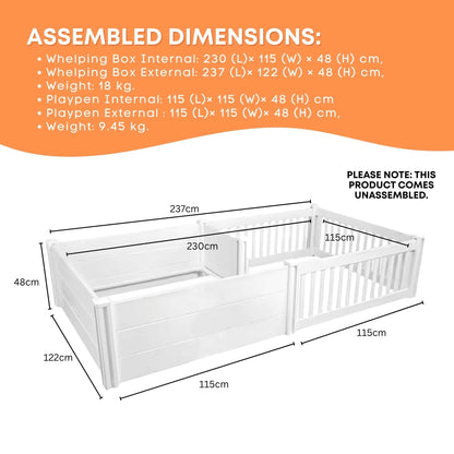Rooster Farms PVC Dog Whelping Box + Play Pen 2.30m x 1.15m x 0.48m - Birthing Kit - Image 7