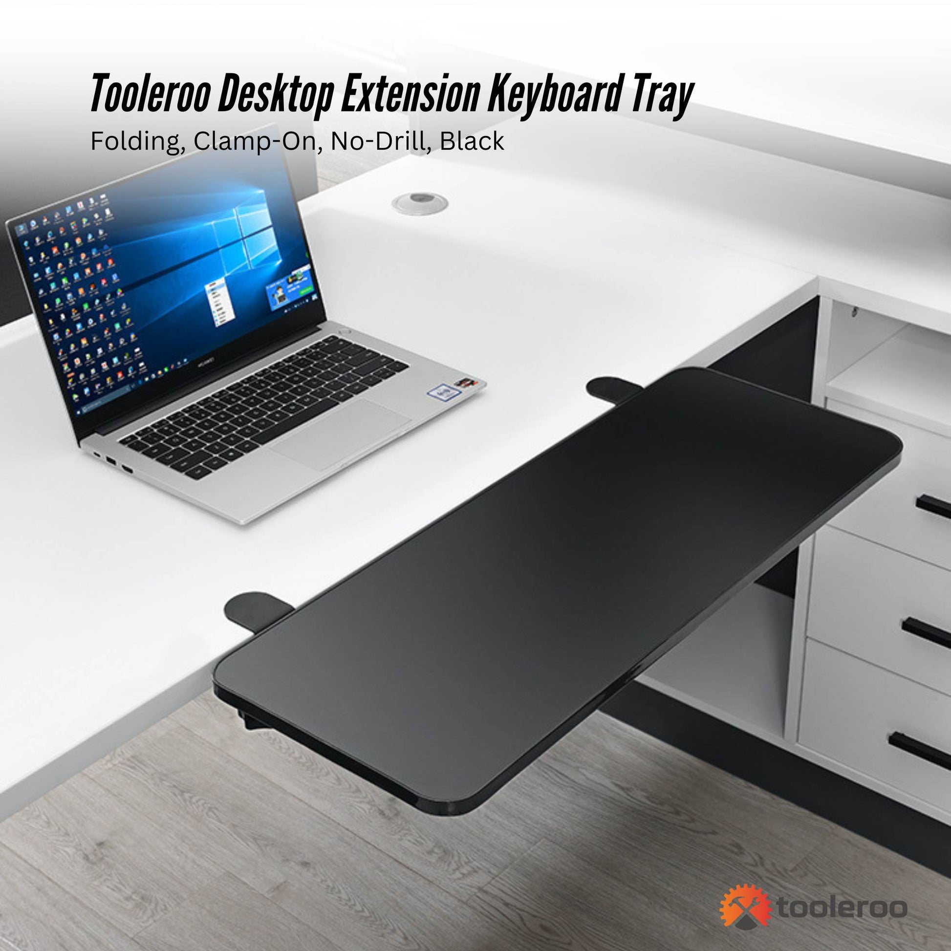 Tooleroo Folding Tray Desk Extender - Clamp-On Table Extension Shelf Black - Image 2