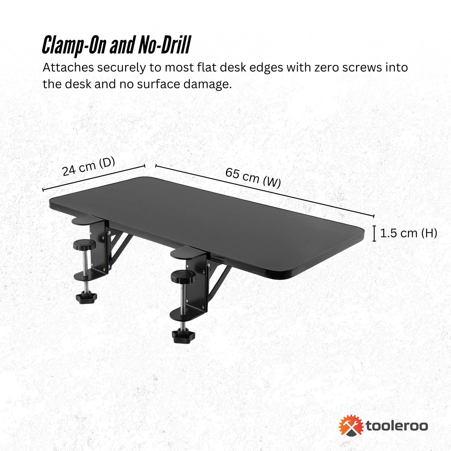 Tooleroo Folding Tray Desk Extender - Clamp-On Table Extension Shelf Black - Image 4