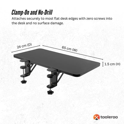 Tooleroo Folding Tray Desk Extender - Clamp-On Table Extension Shelf Black - Image 4