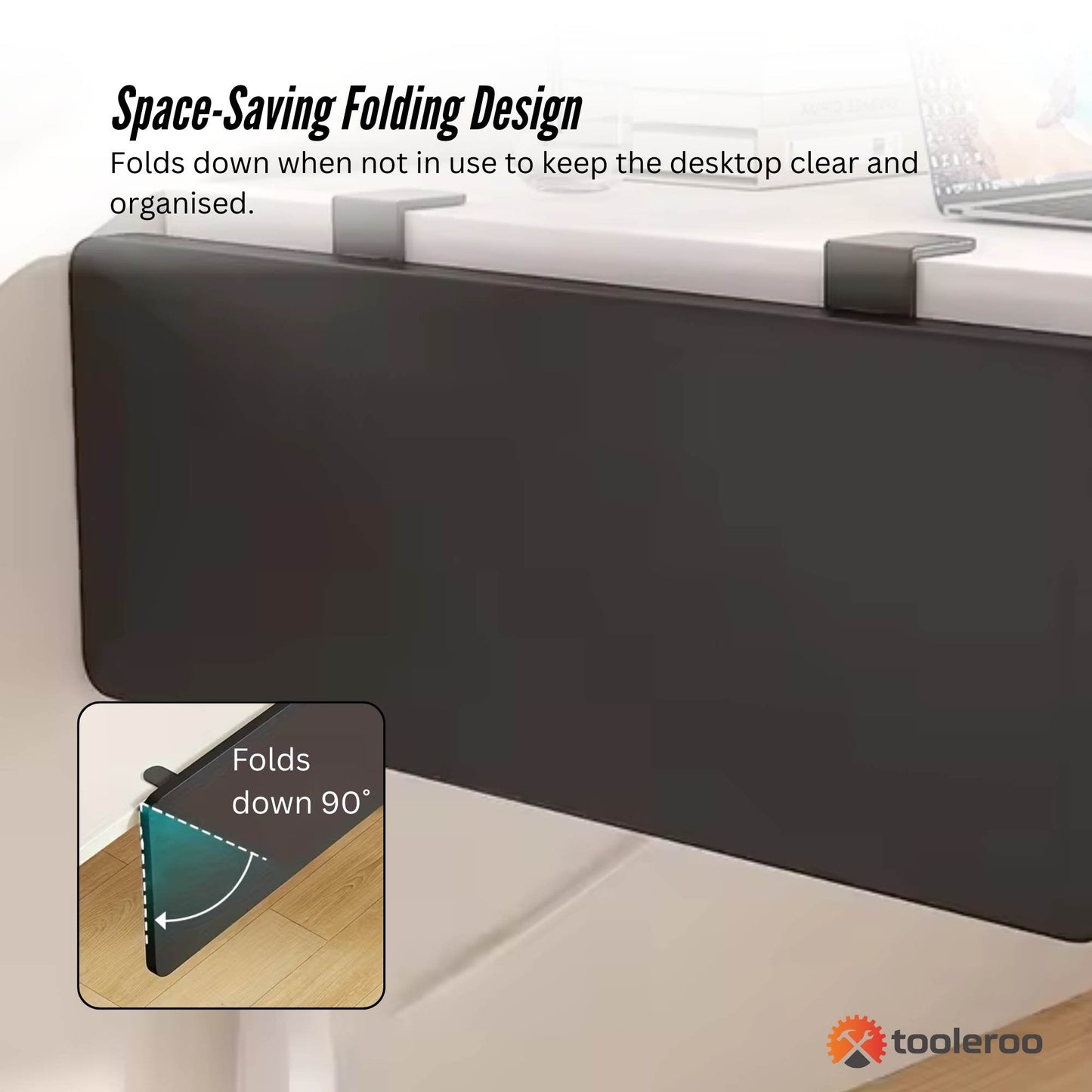 Tooleroo Folding Tray Desk Extender - Clamp-On Table Extension Shelf Black - Image 5