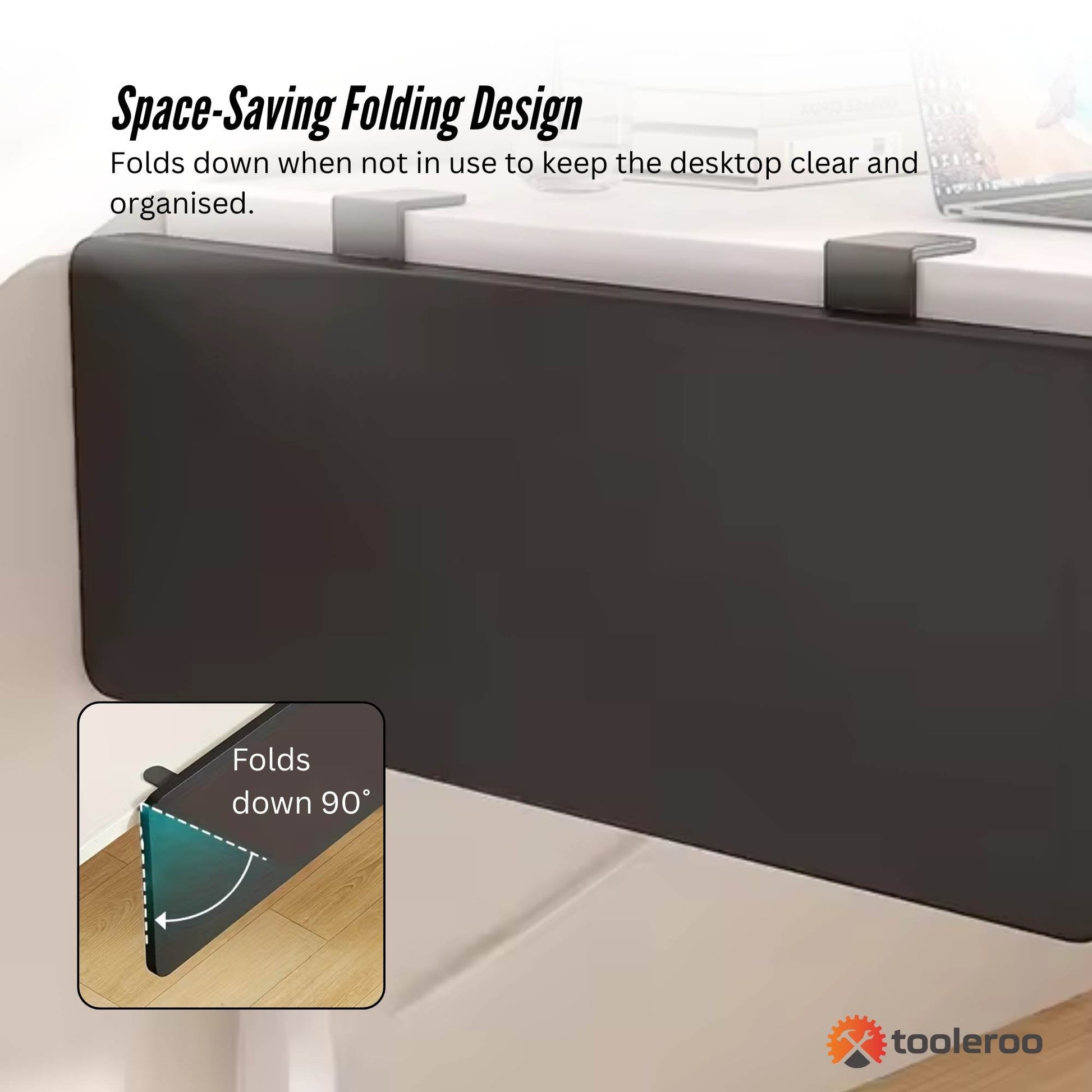 Tooleroo Folding Tray Desk Extender - Clamp-On Table Extension Shelf Black - Image 5