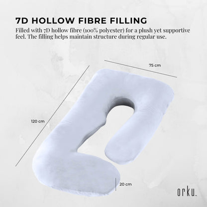 Orku Maternity Pregnancy Pillow - J-Shape Full Body Length for Side Sleeper Grey - Image 3