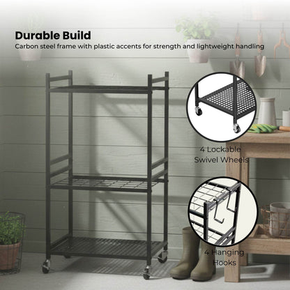 Tooleroo Garden Tool Organiser Rack - Rolling Storage Trolley for Yard Garage - Image 6