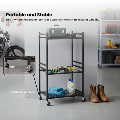 Tooleroo Garden Tool Organiser Rack - Rolling Storage Trolley for Yard Garage - Image 7