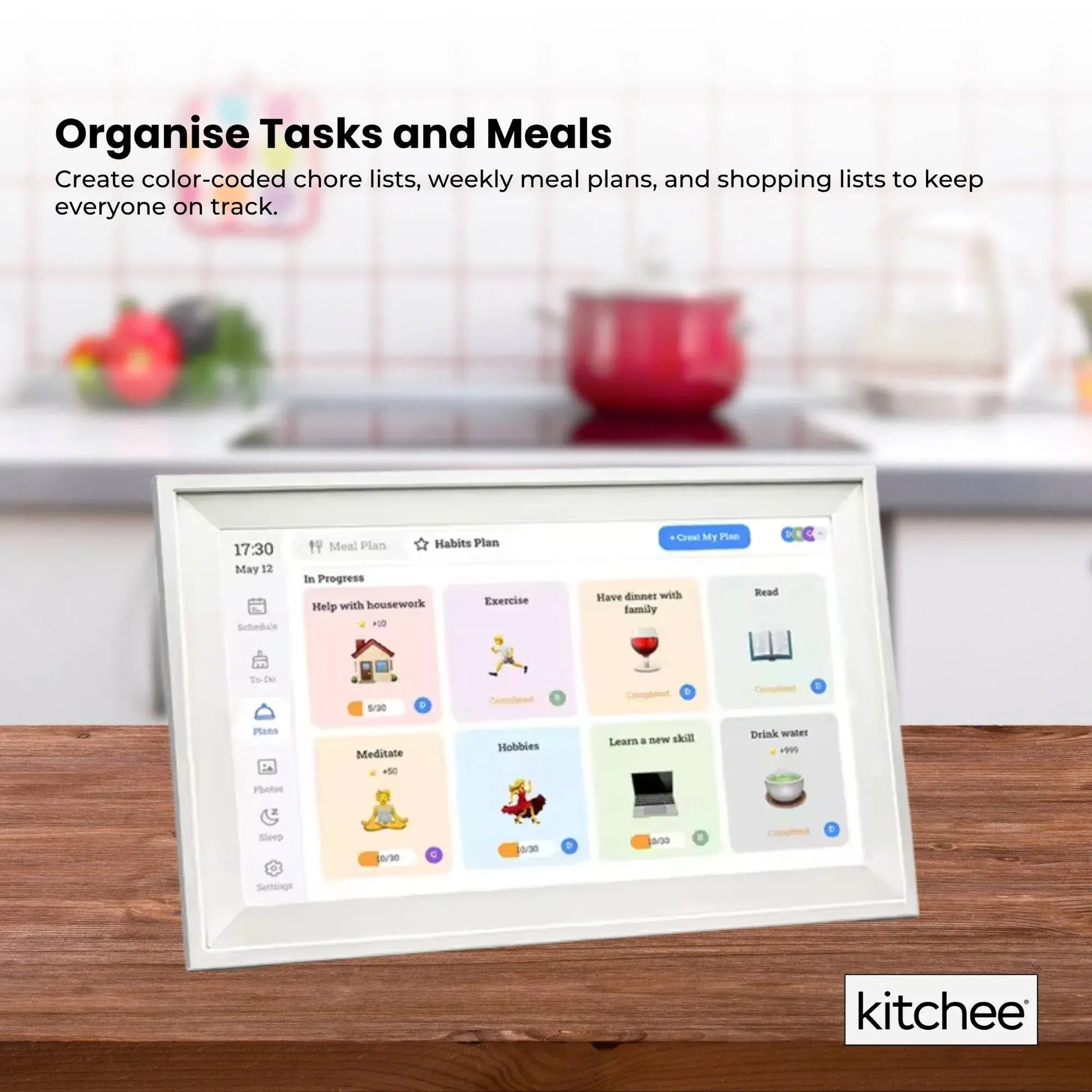 Kitchee 10" Digital Calendar Smart Family Planner - 25.5cm Touchscreen White - Image 6