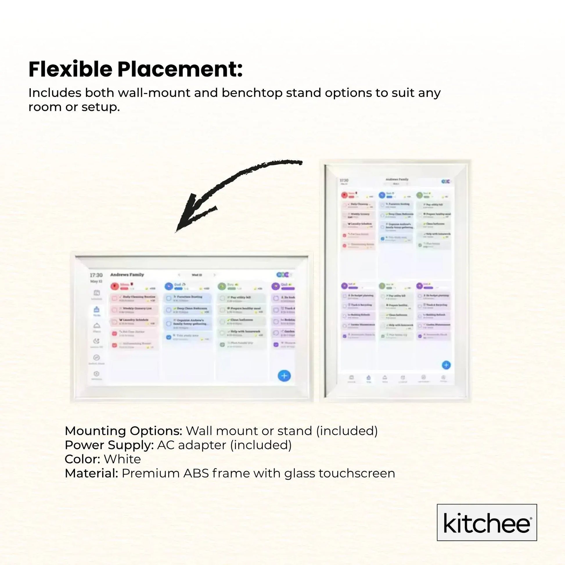 Kitchee 10" Digital Calendar Smart Family Planner - 25.5cm Touchscreen White - Image 9