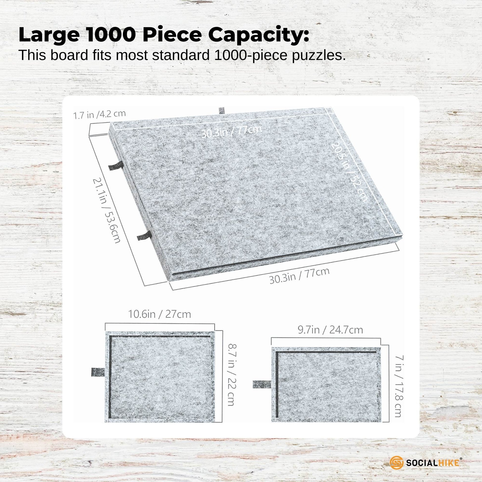 Social Hike Puzzle Board 1000 pcs - Felt Tilting Portable Cover + Drawers Silver - Image 3