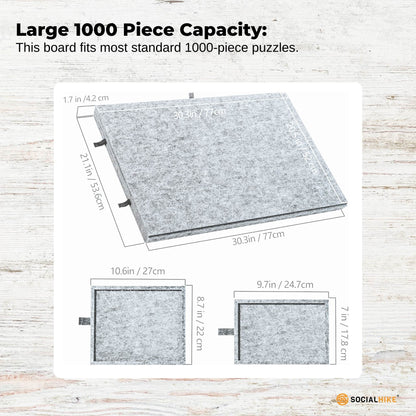 Social Hike Puzzle Board 1000 pcs - Felt Tilting Portable Cover + Drawers Silver - Image 3