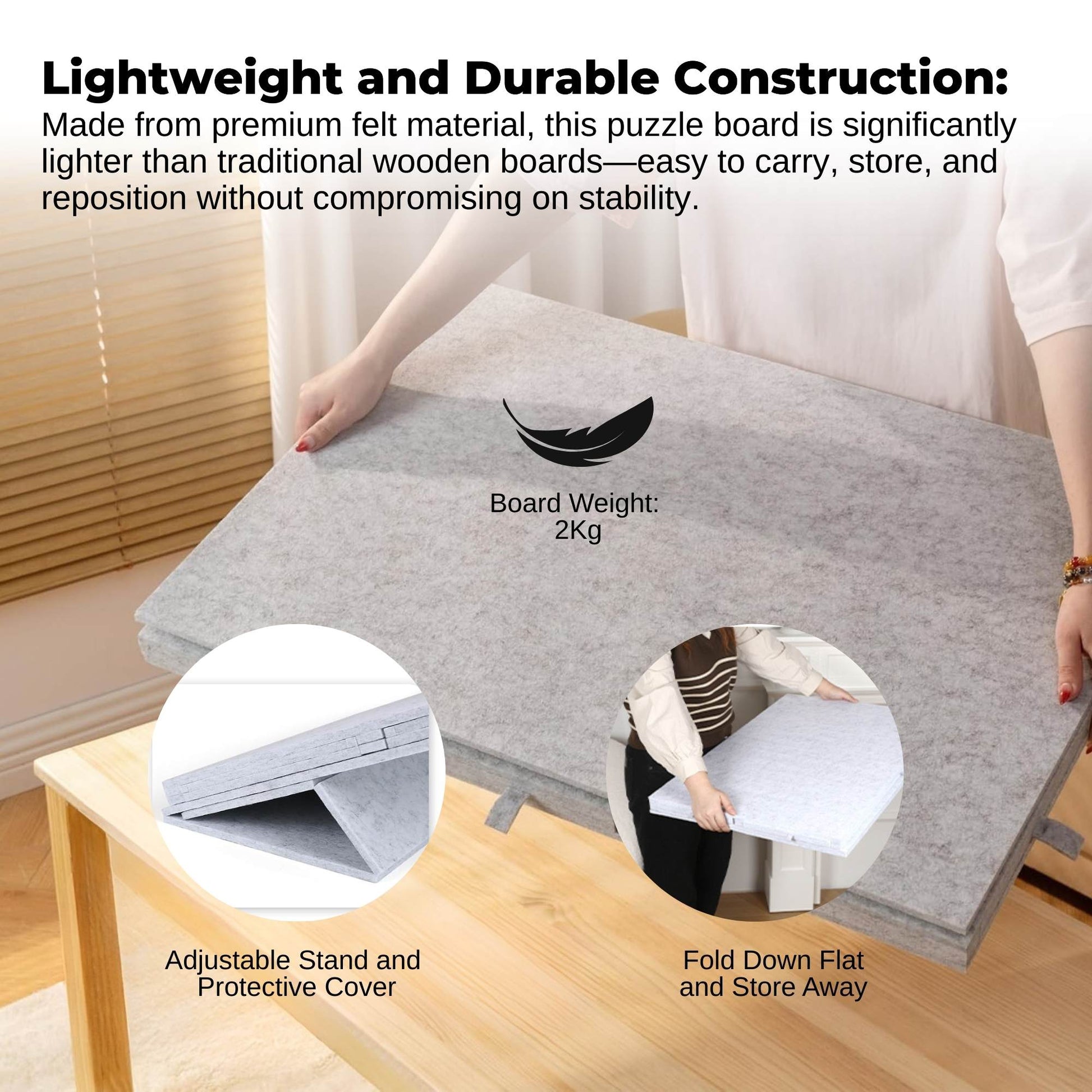 Social Hike Puzzle Board 1000 pcs - Felt Tilting Portable Cover + Drawers Silver - Image 4
